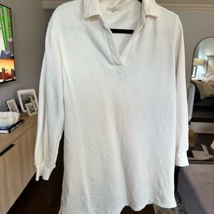 White Long Sleeve Polo Dress
